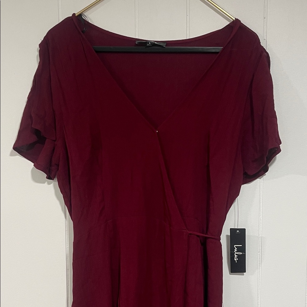 LULU’S‎ Heart of Marigold Burgundy Wrap Maxi Dress Women’s Size L - Picture 3 of 8